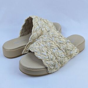 Antelope Bray Raffia Slide Sandal Leather Lining Natural EU39 8-8.5 NWOB